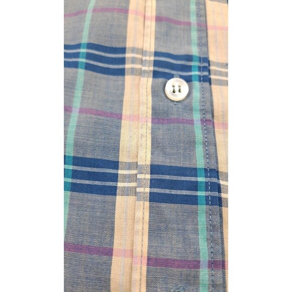 Vintage Levi's Plaid Fitted Shirt Men Medium Long Sleeve Button-Up Blue Korea - Picture 4 of 5